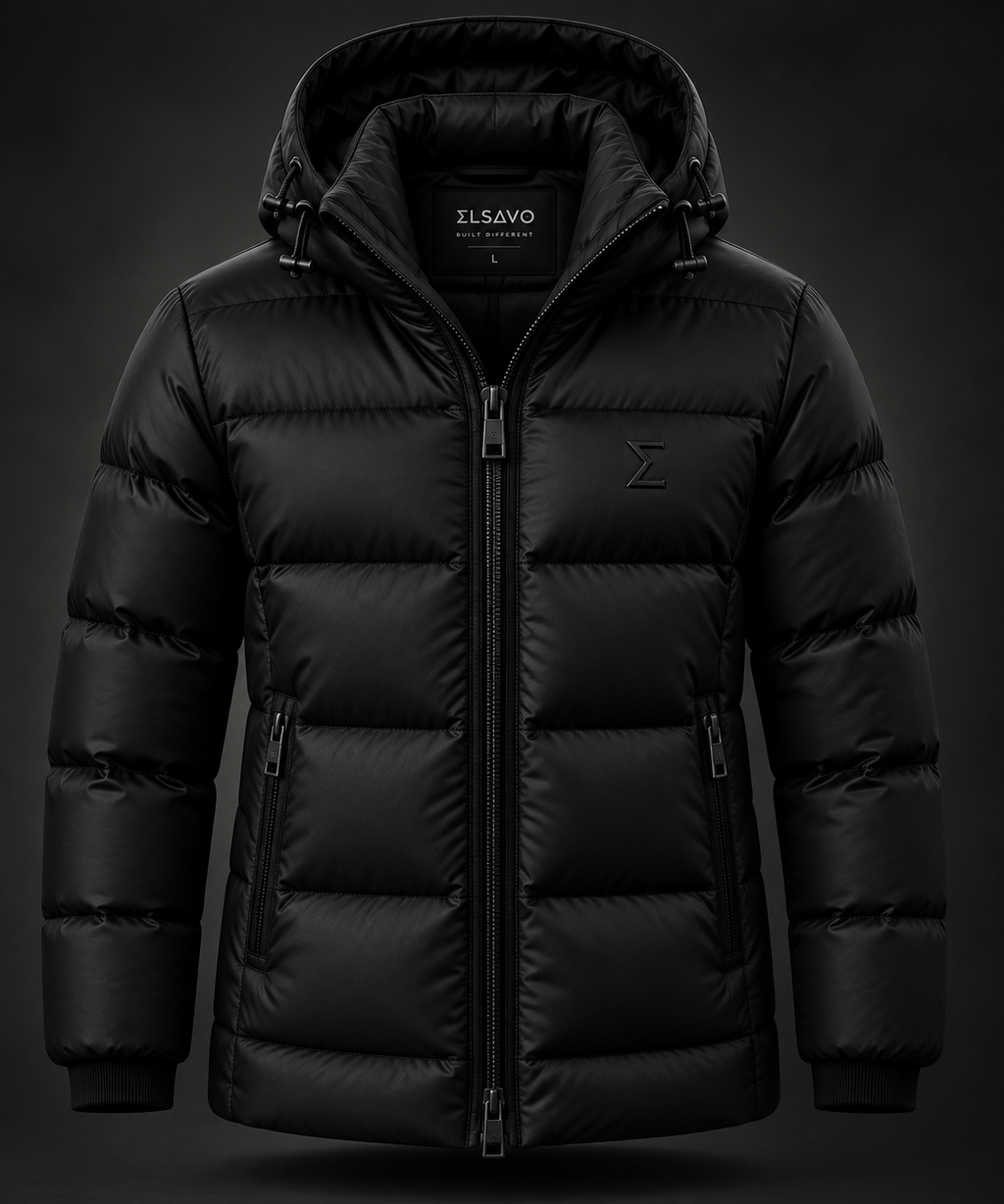 ELSAVO Black Edition — luxury thermal puffer jacket