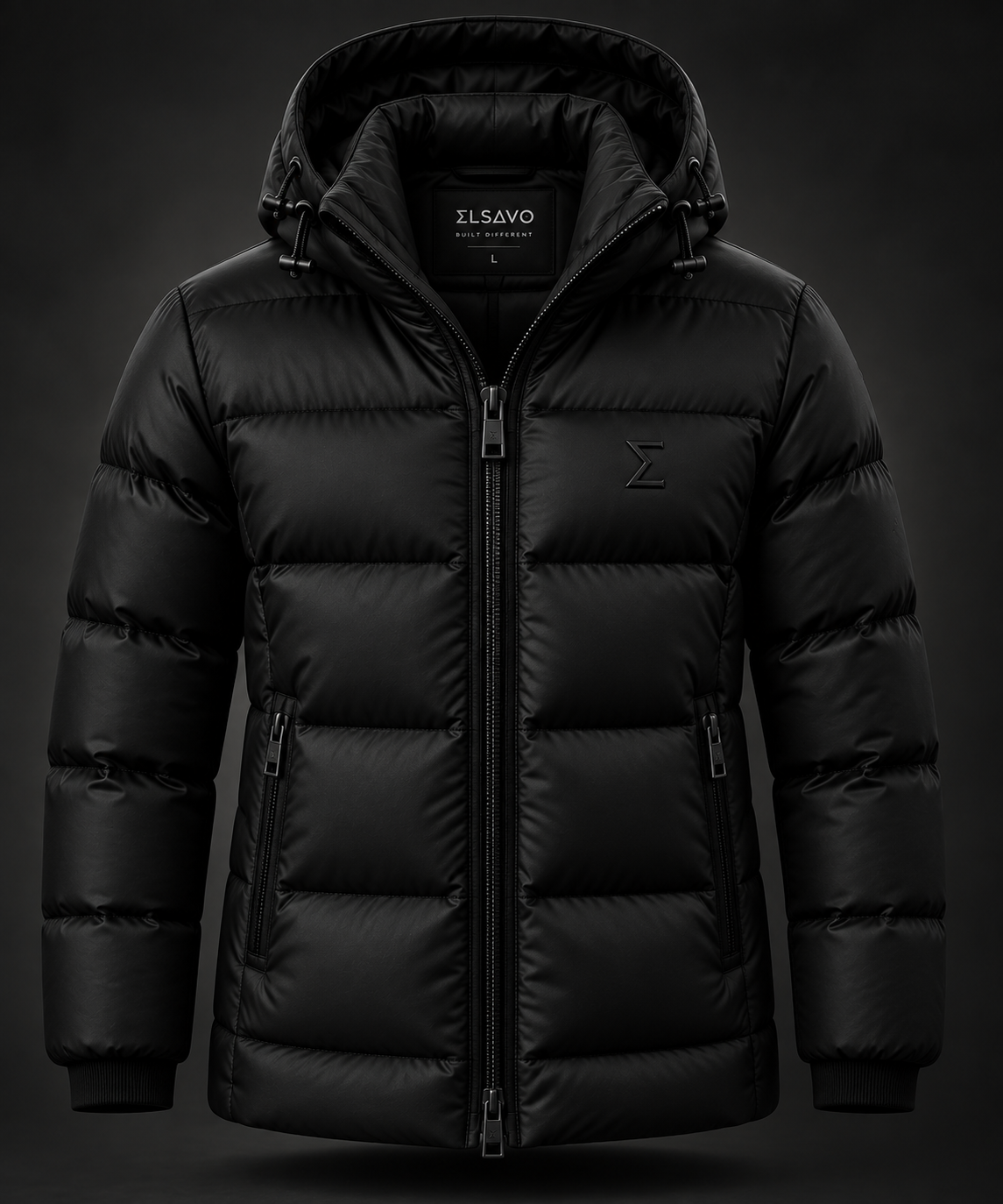 ELSAVO Black Edition — luxury thermal puffer jacket